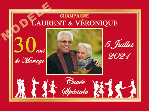 etiquette de champagne personnalisable pour anniversaire de mariage ani 01