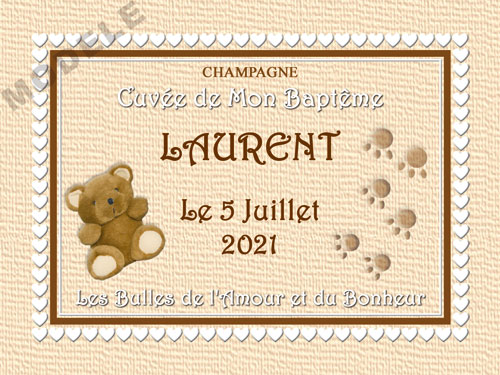 etiquette de champagne personnalisable pour baptême eba 02