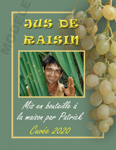 étiquette personnalisée pour bouteille de jus de raisin evj 03