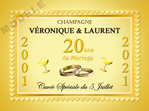 etiquette de champagne personnalisable pour anniversaire de mariage ani 03