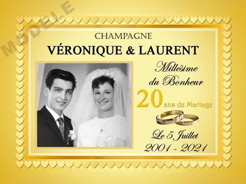 etiquette de champagne personnalisable pour anniversaire de mariage ani 04