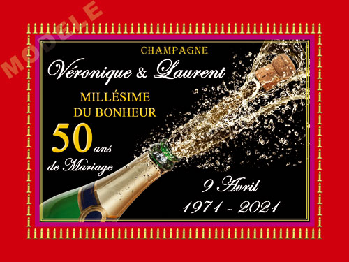 etiquette de champagne personnalisable pour anniversaire de mariage ani 05