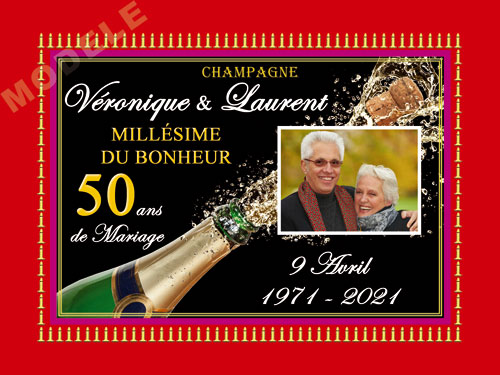 etiquette de champagne personnalisable pour anniversaire de mariage ani 06