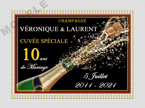 etiquette de champagne personnalisable pour anniversaire de mariage ani 07