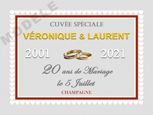 etiquette de champagne personnalisable pour anniversaire de mariage ani 08