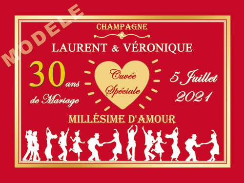 etiquette de champagne personnalisable pour anniversaire de mariage ani 12