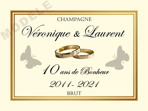 etiquette personnalisée anniversaire de mariage pour bouteille de champagne ani 22