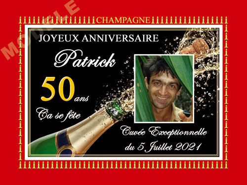 etiquette anniversaire pour bouteille de champagne can 49