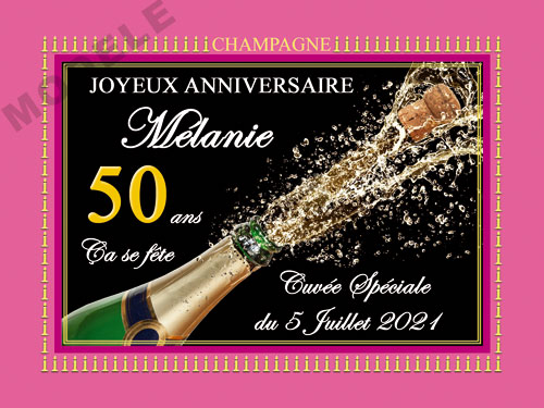 etiquette anniversaire pour bouteille de champagne can 50