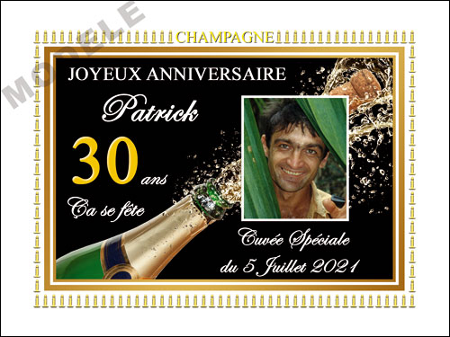 etiquette anniversaire pour bouteille de champagne can 54