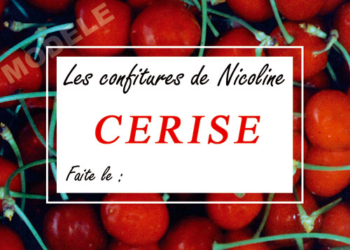 étiquette personnalisée pour confiture de cerise cer 01