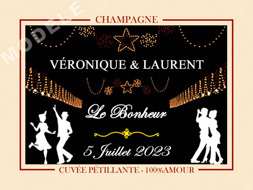 étiquette de mariage pour bouteille de champagne ema 50