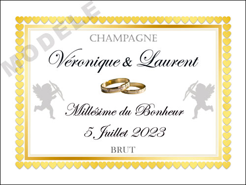 étiquette de mariage pour bouteille de champagne ema 51