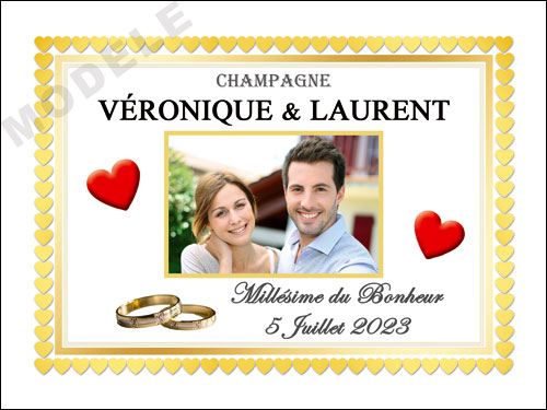 étiquette de mariage pour bouteille de champagne ema 54