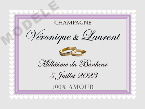 étiquette de mariage pour bouteille de champagne ema 59