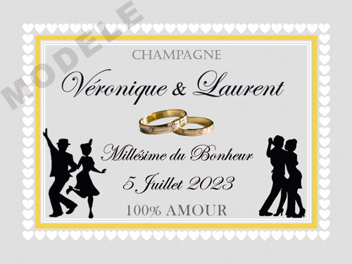 étiquette de mariage pour bouteille de champagne ema 60