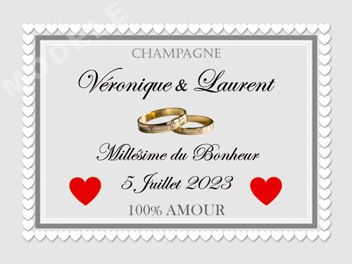 étiquette de mariage pour bouteille de champagne ema 61