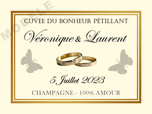 étiquette de mariage pour bouteille de champagne ema 63