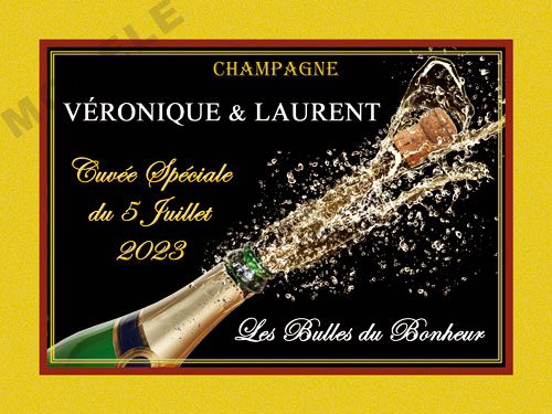 étiquette de mariage pour bouteille de champagne ema 64