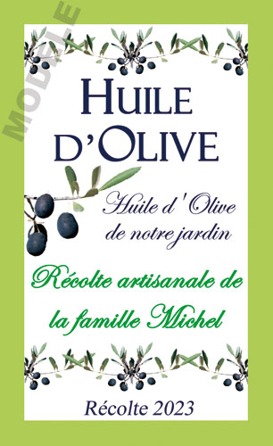 étiquette personnalisable pour huile d’olive ho 01