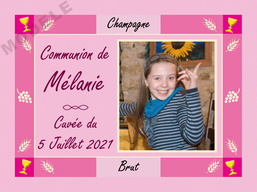 etiquette personnalisée communion pour bouteille de champagne com 12