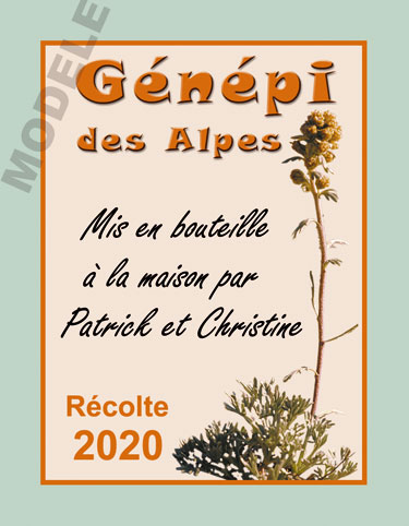 étiquette personnalisée pour bouteille de genepi evg 01