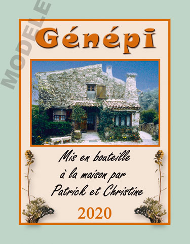 étiquette personnalisée pour bouteille de genepi evg 02