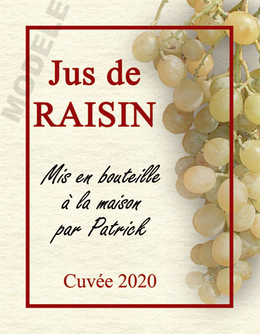 étiquette personnalisée pour bouteille de jus de raisin evj 01