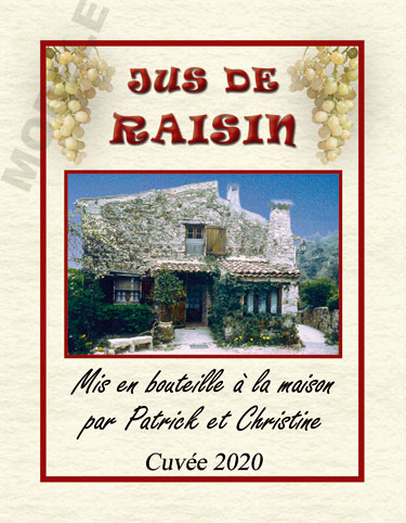 étiquette personnalisée pour bouteille de jus de raisin evj 02