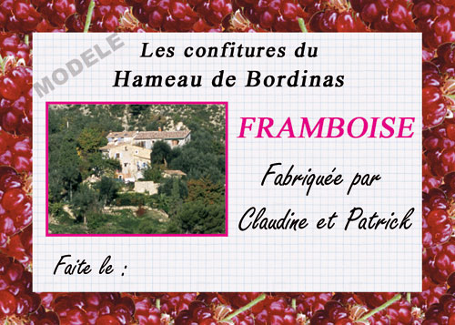 étiquette personnalisée pour confiture de framboise fram 03