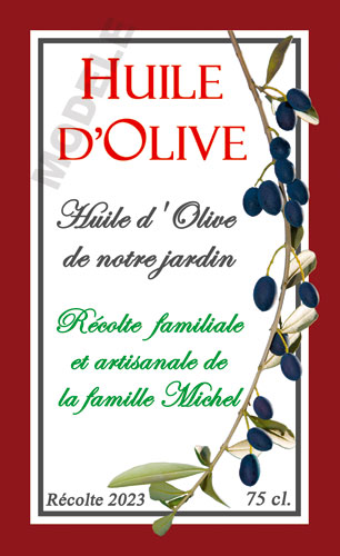 étiquette personnalisable pour huile d’olive ho 12