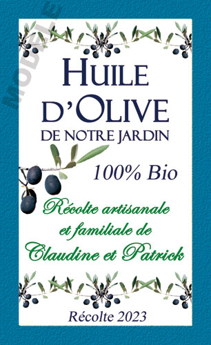 étiquette personnalisable pour huile d’olive ho 18