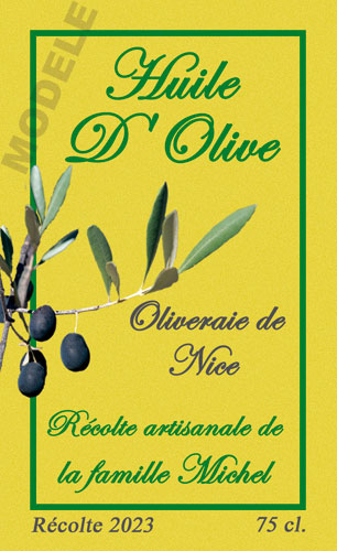 étiquette personnalisée pour bouteille d’huile d’olive ho 21