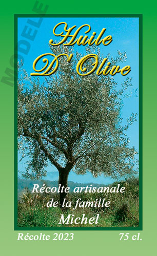 étiquette personnalisée pour bouteille d’huile d’olive ho 27