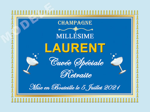 etiquette personnalisée retraite pour bouteille de champagne ret 14