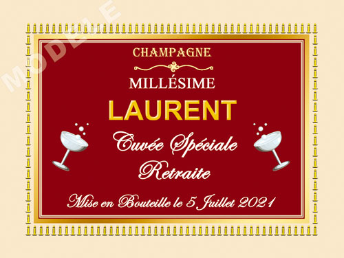 etiquette personnalisée retraite pour bouteille de champagne ret 15