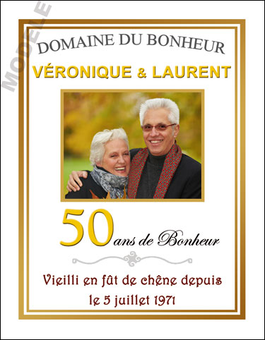 etiquette personnalisée anniversaire de mariage pour bouteille de vin vam 14