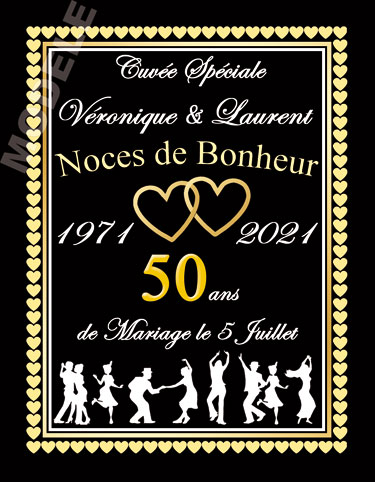 etiquette personnalisée anniversaire de mariage pour bouteille de vin vam 15