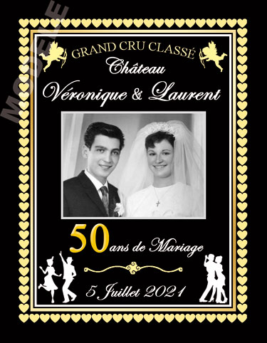 etiquette personnalisée anniversaire de mariage pour bouteille de vin vam 16