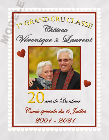 etiquette personnalisée anniversaire de mariage pour bouteille de vin vam 17