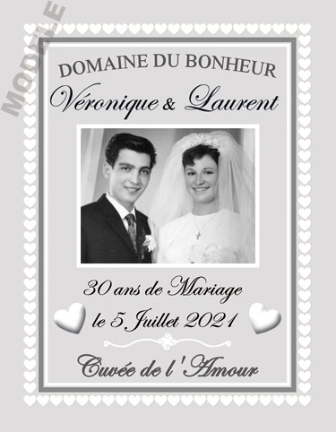 etiquette personnalisée anniversaire de mariage pour bouteille de vin vam 18