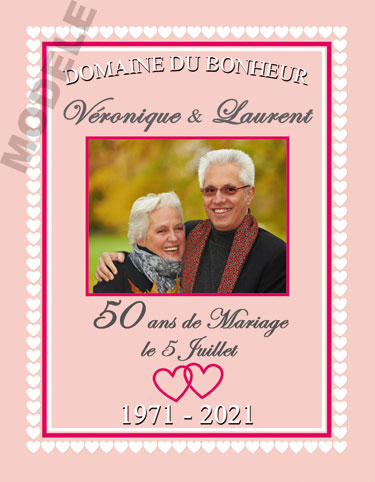 etiquette personnalisée anniversaire de mariage pour bouteille de vin vam 19