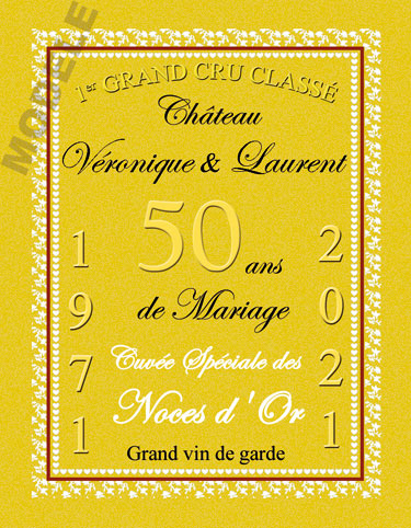 etiquette de vin anniversaire de mariage vam 22