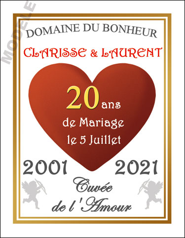 etiquette de vin anniversaire de mariage vam 25