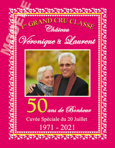 etiquette de vin anniversaire de mariage vam 27