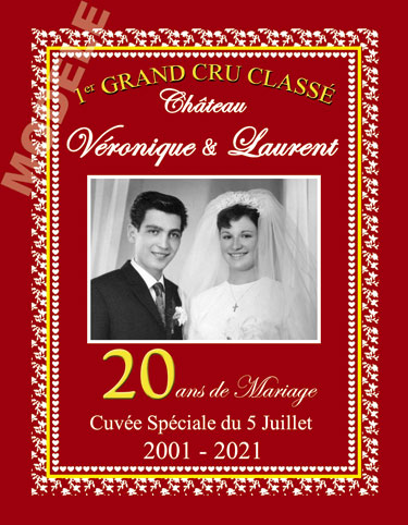 etiquette de vin anniversaire de mariage vam 28