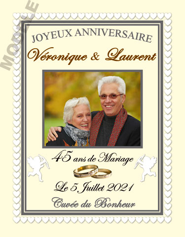 etiquette anniversaire de mariage pour bouteille de vin vam 31