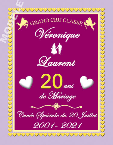 etiquette anniversaire de mariage pour bouteille de vin vam 32