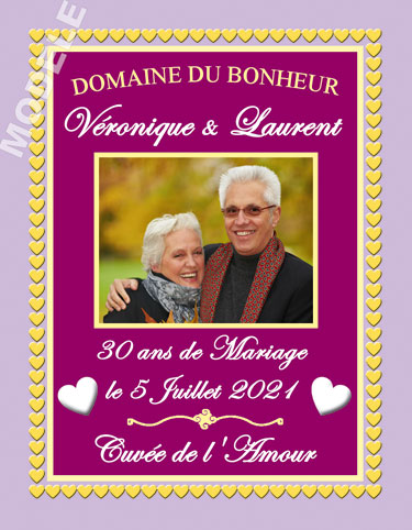 etiquette anniversaire de mariage pour bouteille de vin vam 33