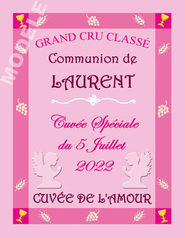 étiquette personnalisée de communion pour bouteille de vin vcom 15